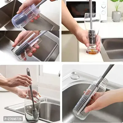 Bottle Cleaning Brush Silicone Long Handle, Water Bottle, Containers, Vase and Glass, Bottle Cleaner for Kitchen Accessories Kitchen Tools Item Products Gadgets-thumb3