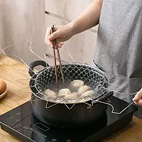 Foldable Steam Rinse Deep Frying Basket, Stainless Steel Fry French Fries Basket Strainer Net Fried Filter Drainage Rack for Fried Food or Fruits-thumb1