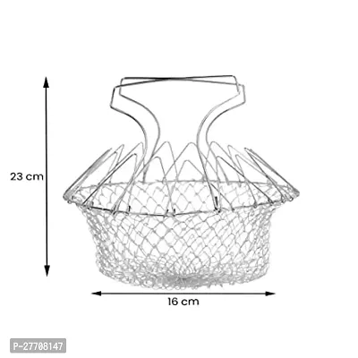 Foldable Steam Rinse Deep Frying Basket, Stainless Steel Fry French Fries Basket Strainer Net Fried Filter Drainage Rack for Fried Food or Fruits-thumb4