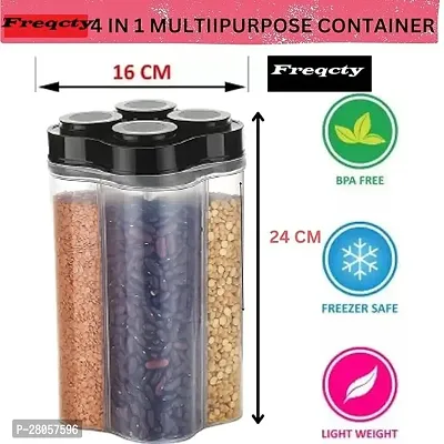 Airtight Transparent Plastic Lock Food Storage 4 Section Container Jar for Grocery, Fridge Container Pack of 3, 2500ML-thumb2