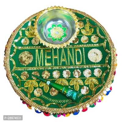 Wedding thali for mehendi|unique decorated thali for mehendi |premium thali for dulha's mehendi aur dulhan's mehendi|new design with green colour