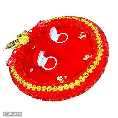 Ring Ceremony Tray Stylish Engagement/Shadi/Nikah/Sagai Ceremony Decorative thali Ring Holder Shagun Plate Wood Decorative Platter (Red)-thumb3