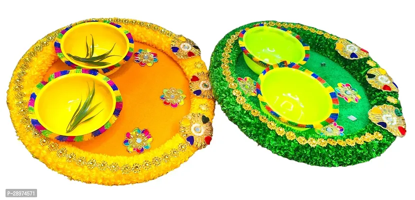 Haldi Mehendi Plates Combo (Pack of 2 BIG plates)