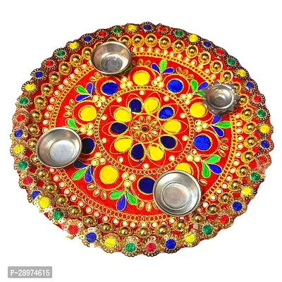 Stainless Steel Decorative Pooja Aarti Thali || Puja Articles-thumb0