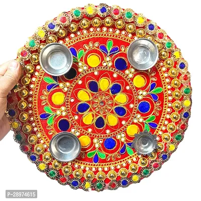 Stainless Steel Decorative Pooja Aarti Thali || Puja Articles-thumb2