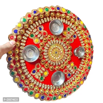 Stainless Steel Decorative Pooja Aarti Thali || Puja Articles-thumb2