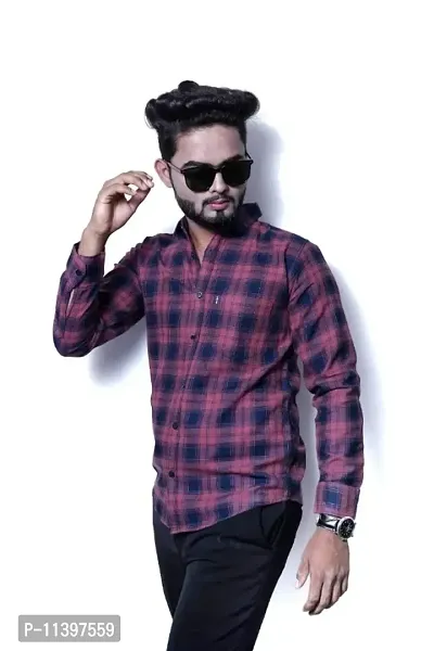 Men Cotton Checked Regular Fit Semi Casual Shirt