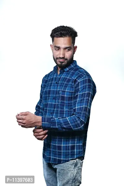 Men Cotton Checked Regular Fit Semi Casual Shirt