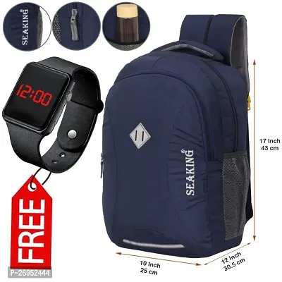 Classy Solid Backpack for Unisex with Watch
