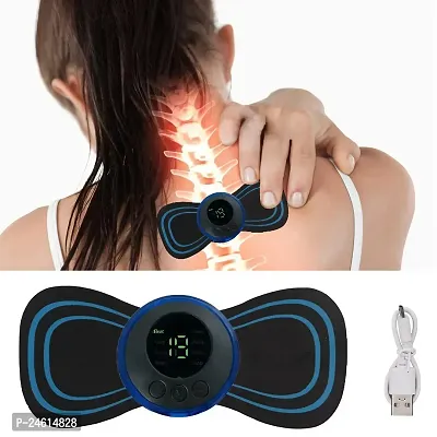 Portable Butterfly Body Massager for Pain Relief ems Neck Massager Machine with 8 Modes and 19 Strength Levels (Black)-thumb0
