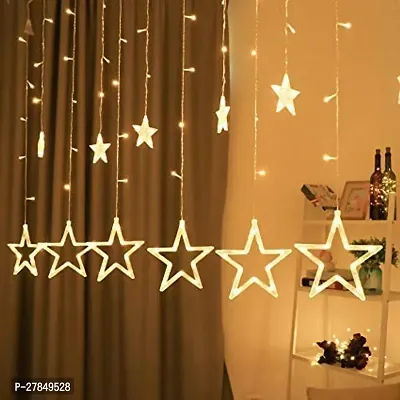 12 Stars Curtain LED Festive Lights | Indoor String Lights | Decoration for Diwali, Christmas, Wedding, New Year and Home |6 Large and 6 Small Stars | Warm White, 108 LEDs, Pack of 1-thumb4