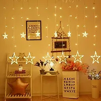 12 Stars Curtain LED Festive Lights | Indoor String Lights | Decoration for Diwali, Christmas, Wedding, New Year and Home |6 Large and 6 Small Stars | Warm White, 108 LEDs, Pack of 1-thumb1