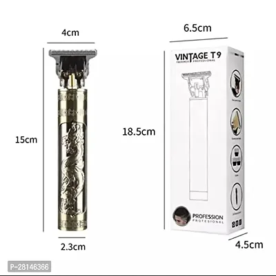 Vintage Professional T9 Golden Metal Trimmer with 4 Guide Combs Brush 1200mAh Li-ion Battery, 120 minutes (Gold)-thumb4