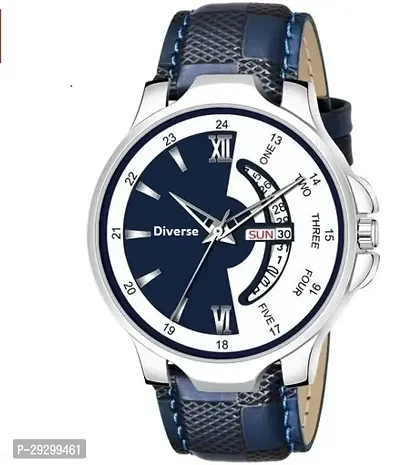 Stylish Blue Genuine Leather Analog Watches For Men-thumb0