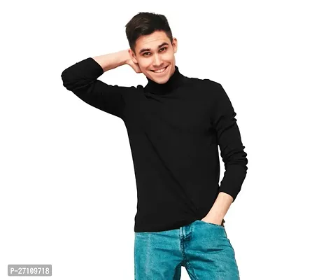 Stylish Black Cotton Solid Sweatshirts For Men