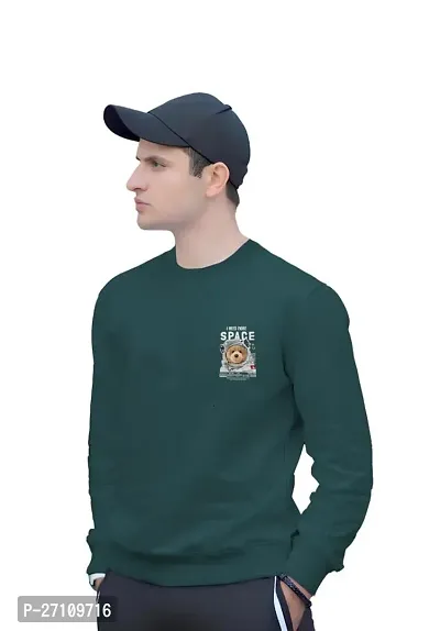 Stylish Dark Green Cotton Solid Sweatshirts For Men