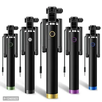 Extendable Aux Wired Selfie Stick Monopod for iPhone  Android Multicolour-thumb0