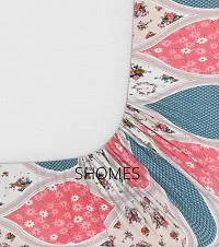 SHOMES | 250 TC Glace Cotton Elastic Fitted Single Bed Bedsheet with One Pillow Cover - 72""x36"" Inches ( Pink )-thumb3