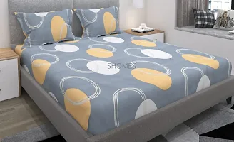 SHOMES | 250 TC Glace Cotton Elastic Fitted Single Bed Bedsheet with One Pillow Cover - 72""x36"" Inches ( Grey )-thumb2