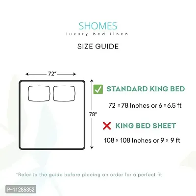 SHOMES | 250 TC Glace Cotton Elastic Fitted Double Bed Bedsheet King Size with 2 Pillow Cover - 78x72 Inches ( Green White )-thumb5