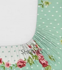 SHOMES | 250 TC Glace Cotton Elastic Fitted Double Bed Bedsheet King Size with 2 Pillow Cover - 78x72 Inches ( Green White )-thumb3