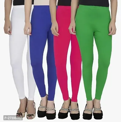 Fabulous Multicoloured Cambric Cotton Solid Leggings For Women Pack Of 4-thumb0