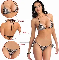 FLUTE Women's Sexy Net Lace Lingerie Set/Bikini Set/Bra Panty Set for Honeymoon Free Size (Animal Print ( Leopard ))-thumb2