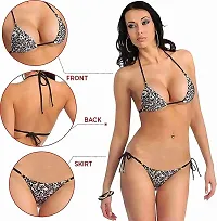 EVLIANA Women Bikni Bra Panty Lingerie Set -Free Size (Animal Print ( Leopard))-thumb1