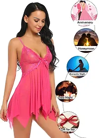 Women sexy Baby doll nighty bridal lingerie set free size-thumb2