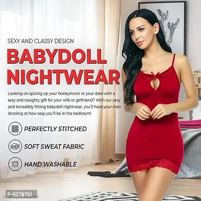 Women solid satin baby doll-thumb5