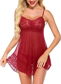 Women Stylish lingerie lace baby doll dress with panty-thumb4