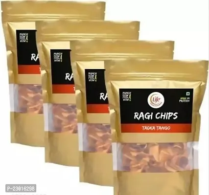 Life Ragi Chips Fibre Gluten Free Tadka-Tango Flavour -Each-150G Namkeen And Protein Snack Evening Party Munch Anytime Crunch Pack Of 4 -Combo Pack - 600G Chips -4 X 150 G