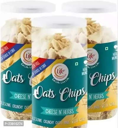 Life Healthy Gluten Free Oats Chips Cheese And Herbs Flavour- Pack Of 3, 110 Grams Each