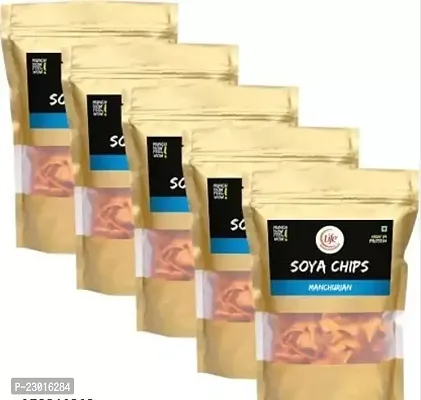 Life Soya Chips Fibre Gluten Free Manchurian Flavour-Pack Of 5, 150 Grams Each-thumb0