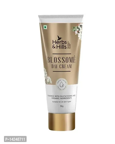 Herbs  Hills Blossome Day Cream - 50 grams, Soothes  Moisturize your Skin, Whitening, Anti-Ageing  Antiwrinkle Powered With Glutathione  Organic Ingredients Suitable for All Types of Skin-thumb0