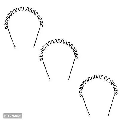 Zigzag Black Metal Hairband ( Pack of 3)