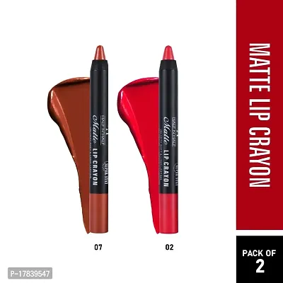 Half N Half Matte Lip Crayon Velvet Soft  Long Lasting, 24h Super Stay, Dark Chocolate  Go Red Shades