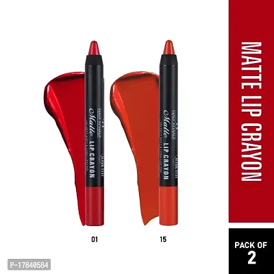 Half N Half Matte Lip Crayon Velvet Soft  Long Lasting, 24h Super Stay, Hot Red  Gossip Shade