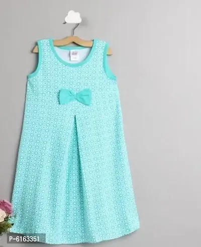 Stylish Turquoise Modal Self Pattern Dress For Girls-thumb0