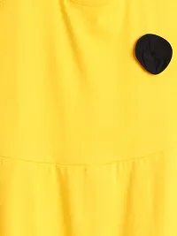 Stylish Yellow Modal Self Pattern Dress For Girls-thumb1