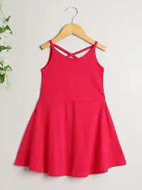 Stylish Pink Modal Self Pattern Dress For Girls-thumb1
