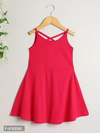 Stylish Pink Modal Self Pattern Dress For Girls-thumb2