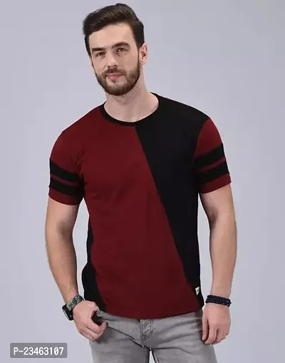 Stylish Multicoloured Cotton Round Neck Tees For Men