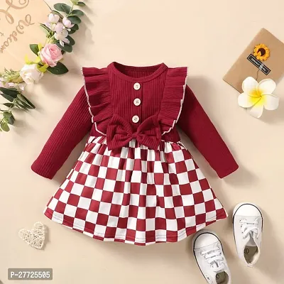 Fabulous Cotton Blend Maroon Checked For Girls