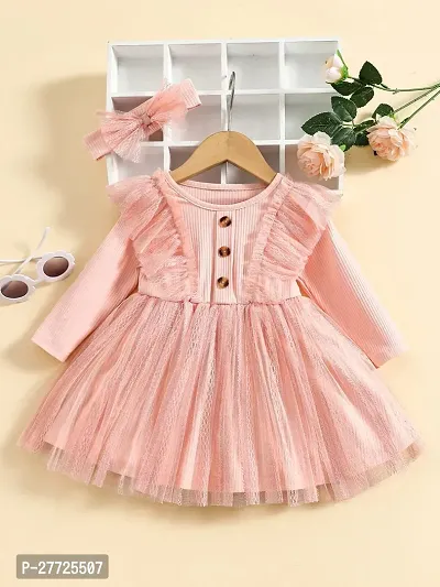 Fabulous Net Peach Solid For Girls