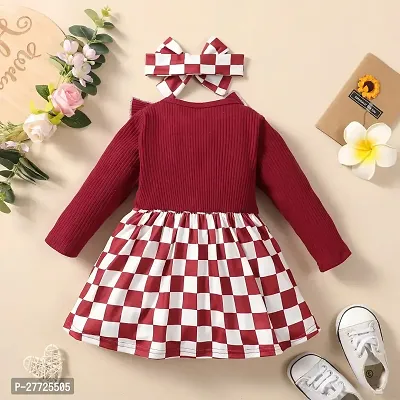 Fabulous Cotton Blend Maroon Checked For Girls-thumb2