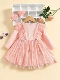 Fabulous Net Peach Solid For Girls-thumb1