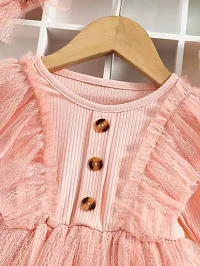 Fabulous Net Peach Solid For Girls-thumb2