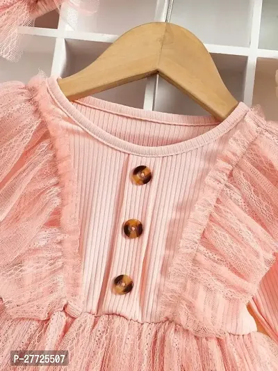 Fabulous Net Peach Solid For Girls-thumb3