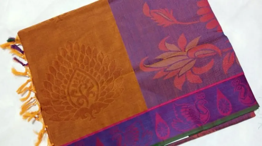 Fancy Pure Cotton Saree with Mercerized thread work 80s